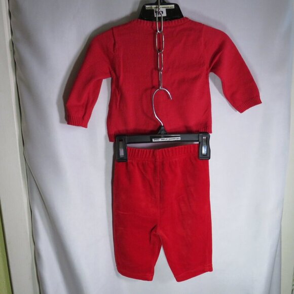 Red Snowflake Sweater & Velour Pants 3 months Mixed Set - Picture 2 of 12